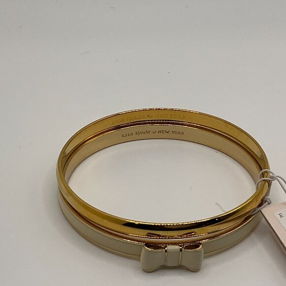 Kate Spade New York TAKE A BOW Gold & Cream/Idiom Gold-Tone Bangle Brace… - Picture 6 of 10
